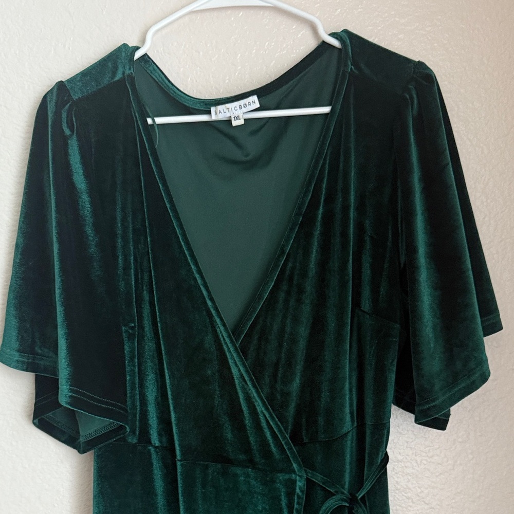Baltic Born Deep emerald Green Maxi Dress witchy whimsy goth 1X - Picture 7 of 16